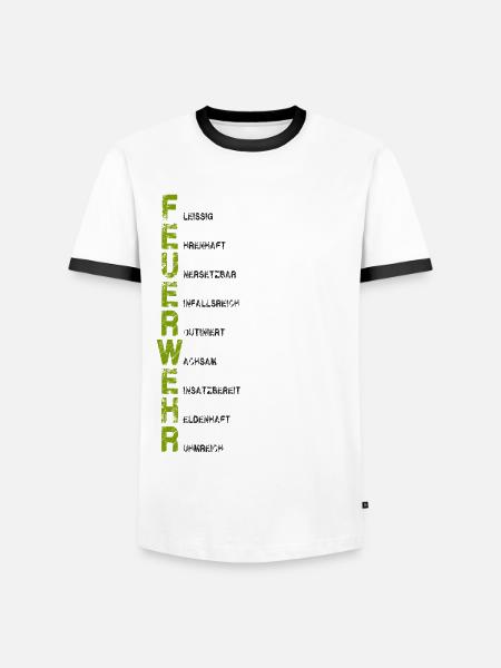 FEUERWEHR - Männer Kontrast-T-Shirt - Weiß/Schwarz