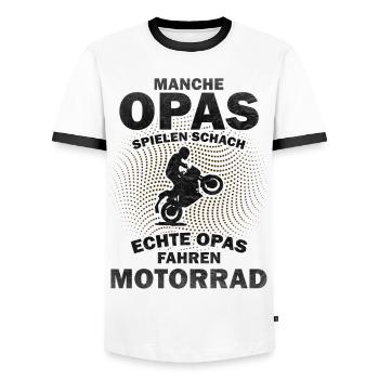 Opa Motorrad Motorradfahrer Großvater Gescchenk - Männer Kontrast-T-Shirt - Weiß/Schwarz - Vorne - AI Model Female 172 light (172cm) & AI Model Male 178 dark (178cm)