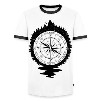 Kompass not all who wander are lost - Männer Kontrast-T-Shirt - Weiß/Schwarz - Vorne - AI Model Female 172 light (172cm) & AI Model Male 178 dark (178cm)
