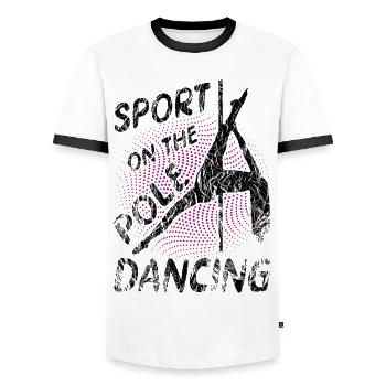 Pole Dance der Sport für die Frau Fitness Tanz - Männer Kontrast-T-Shirt - Weiß/Schwarz - Vorne - AI Model Female 172 light (172cm) & AI Model Male 178 dark (178cm)