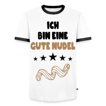 Ich bin eine Gute Nudel witziger Spruch Vintage - Männer Kontrast-T-Shirt - Weiß/Schwarz - Vorne - AI Model Female 172 light (172cm) & AI Model Male 178 dark (178cm)