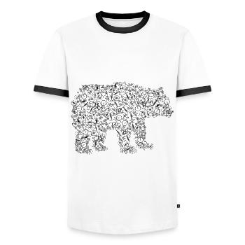 The bear from bicycles Bicycle - Men's Ringer Shirt - white/black - Front - AI Model Female 172 light (172cm) & AI Model Male 178 dark (178cm)