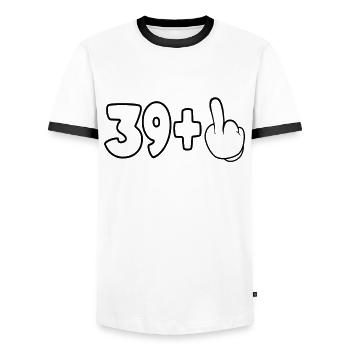 40 Geburtstag 39+1 Mittelfinger Geschenk - Männer Kontrast-T-Shirt - Weiß/Schwarz - Vorne - AI Model Female 172 light (172cm) & AI Model Male 178 dark (178cm)