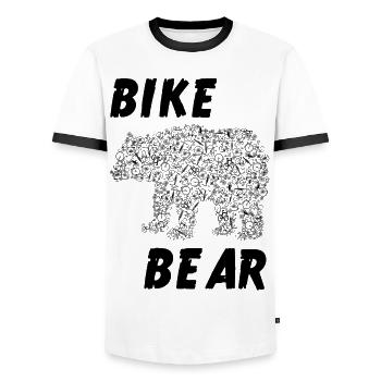 Bike bear - Men's Ringer Shirt - white/black - Front - AI Model Female 172 light (172cm) & AI Model Male 178 dark (178cm)