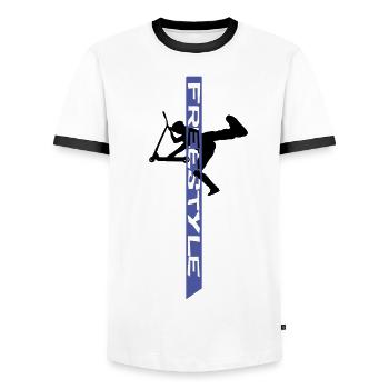 Freestyle 5 - Männer Kontrast-T-Shirt - Weiß/Schwarz - Vorne - AI Model Female 172 light (172cm) & AI Model Male 178 dark (178cm)