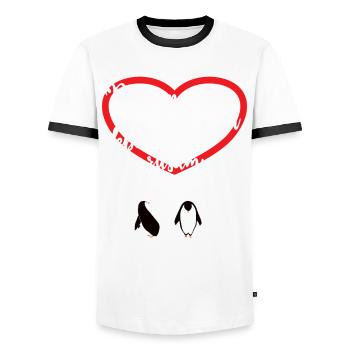 Lustiges Pinguin Pärchen - Männer Kontrast-T-Shirt - Weiß/Schwarz - Vorne - AI Model Female 172 light (172cm) & AI Model Male 178 dark (178cm)