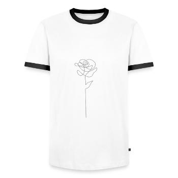 Line art gray flower - Men's Ringer Shirt - white/black - Front - AI Model Female 172 light (172cm) & AI Model Male 178 dark (178cm)