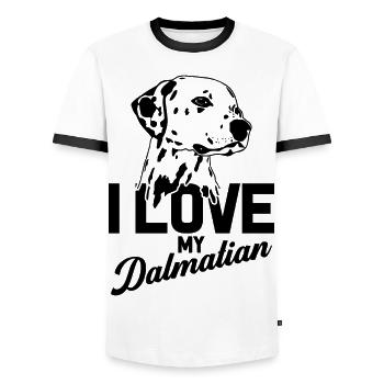 I LOVE MY DALMATIAN - Männer Kontrast-T-Shirt - Weiß/Schwarz - Vorne - AI Model Female 172 light (172cm) & AI Model Male 178 dark (178cm)