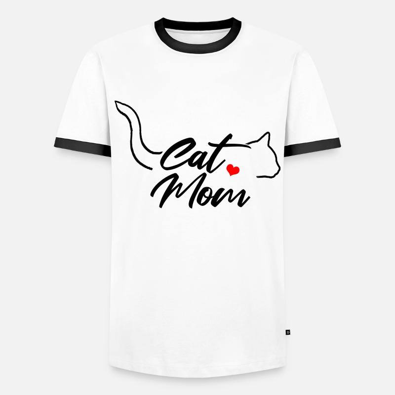 Die Katzenmutter Miezekatze Katze - Männer Kontrast-T-Shirt - Weiß/Schwarz
