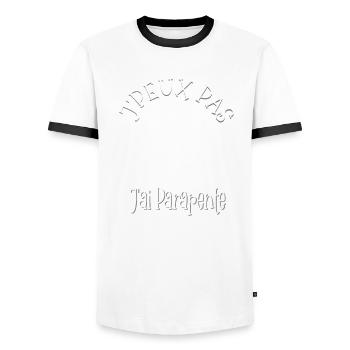 je peux pas j'ai parapente Je peux pas j ai - T-shirt contrasté Homme - blanc/noir - Devant - AI Model Female 172 light (172cm) & AI Model Male 178 dark (178cm)