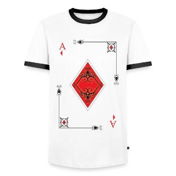 Ass Karo Poker Jeu de cartes - T-shirt contrasté Homme - blanc/noir - Devant - AI Model Female 172 light (172cm) & AI Model Male 178 dark (178cm)
