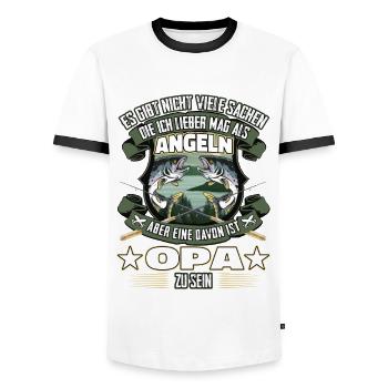 Angler Opa - Nur Opa sein ist schöner als Angeln - Männer Kontrast-T-Shirt - Weiß/Schwarz - Vorne - AI Model Female 172 light (172cm) & AI Model Male 178 dark (178cm)
