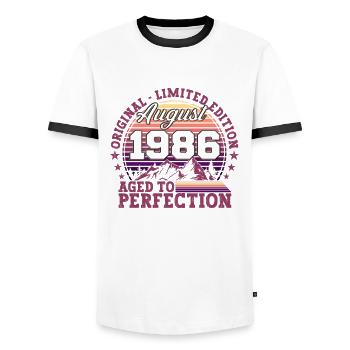 Original Août 1986 36th Birthday Fun Gift - T-shirt contrasté Homme - blanc/noir - Devant - AI Model Female 172 light (172cm) & AI Model Male 178 dark (178cm)