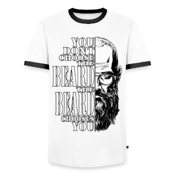 Beard gift idea for men with 3 days beard - Men's Ringer Shirt - white/black - Front - AI Model Female 172 light (172cm) & AI Model Male 178 dark (178cm)