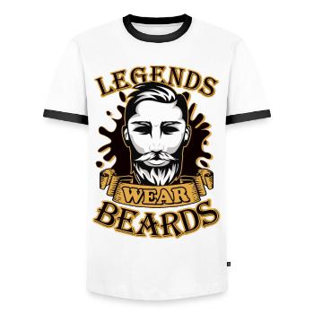 Legends wear beards - Men's Ringer Shirt - white/black - Front - AI Model Female 172 light (172cm) & AI Model Male 178 dark (178cm)