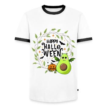 Happy Halloween Avocado - Männer Kontrast-T-Shirt - Weiß/Schwarz - Vorne - AI Model Female 172 light (172cm) & AI Model Male 178 dark (178cm)