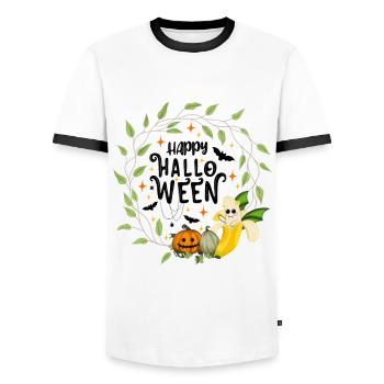 Joyeux Halloween Banane - T-shirt contrasté Homme - blanc/noir - Devant - AI Model Female 172 light (172cm) & AI Model Male 178 dark (178cm)