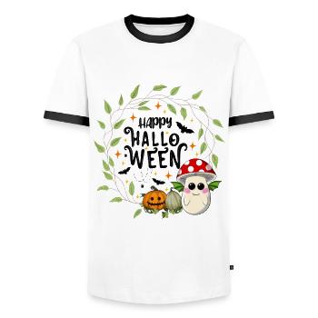 Joyeux crapaud d’Halloween - T-shirt contrasté Homme - blanc/noir - Devant - AI Model Female 172 light (172cm) & AI Model Male 178 dark (178cm)