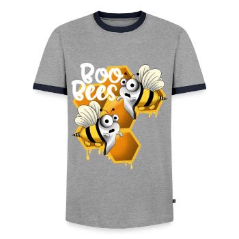 Boo bees with honeycomb white - Men's Ringer Shirt - grey/navy  - Front - AI Model Female 172 light (172cm) & AI Model Male 178 light (178cm)