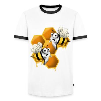 Abeilles effrayantes avec nid d’abeille - T-shirt contrasté Homme - blanc/noir - Devant - AI Model Female 172 light (172cm) & AI Model Male 178 dark (178cm)