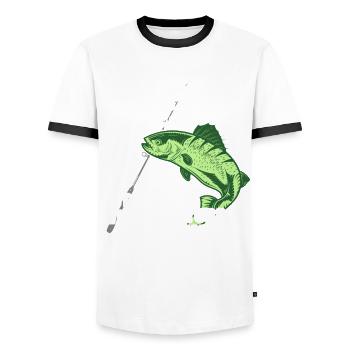 Pêcheur Drôle pêche Pêche à la mouche Poisson - T-shirt contrasté Homme - blanc/noir - Devant - AI Model Female 172 light (172cm) & AI Model Male 178 dark (178cm)