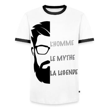 Tonton L'Homme Cadeau Citation Oncle - T-shirt contrasté Homme - blanc/noir - Devant - AI Model Female 172 light (172cm) & AI Model Male 178 dark (178cm)