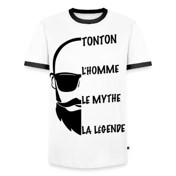 Tonton Le Meilleur Cadeau Homme Humour Famille - T-shirt contrasté Homme - blanc/noir - Devant - AI Model Female 172 light (172cm) & AI Model Male 178 dark (178cm)
