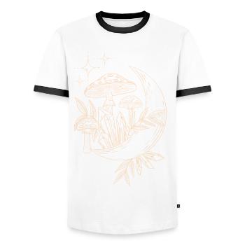 Champignons au clair de lune - Lineart - T-shirt contrasté Homme - blanc/noir - Devant - AI Model Female 172 light (172cm) & AI Model Male 178 dark (178cm)