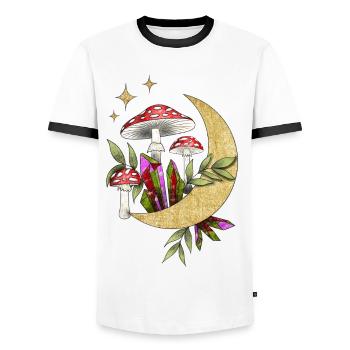 Champignons au clair de lune - T-shirt contrasté Homme - blanc/noir - Devant - AI Model Female 172 light (172cm) & AI Model Male 178 dark (178cm)