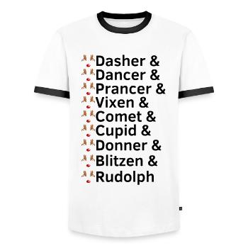 Reindeer Christmas - Men's Ringer Shirt - white/black - Front - AI Model Female 172 light (172cm) & AI Model Male 178 dark (178cm)