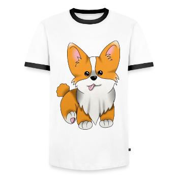 1 1 Corgi Blank - Männer Kontrast-T-Shirt - Weiß/Schwarz - Vorne - AI Model Female 172 light (172cm) & AI Model Male 178 dark (178cm)