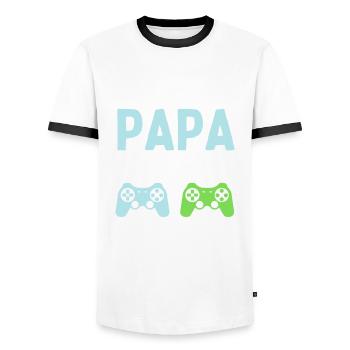 Futur Papa Gamer Cadeau Annonce Grossesse humour - T-shirt contrasté Homme - blanc/noir - Devant - AI Model Female 172 light (172cm) & AI Model Male 178 dark (178cm)