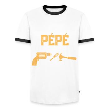 Si Pépé réparer cadeau Grand-père - T-shirt contrasté Homme - blanc/noir - Devant - AI Model Female 172 light (172cm) & AI Model Male 178 dark (178cm)