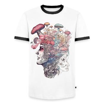 Trippy Shaman - T-shirt contrasté Homme - blanc/noir - Devant - AI Model Female 172 light (172cm) & AI Model Male 178 dark (178cm)