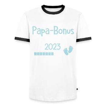 Papa Bonus 2023 Cadeau Beau Papa - T-shirt contrasté Homme - blanc/noir - Devant - AI Model Female 172 light (172cm) & AI Model Male 178 dark (178cm)