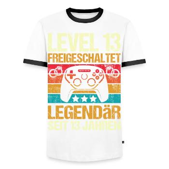 Veilchenhochzeit 13 jahre Hochzeitstag Ehemann - Männer Kontrast-T-Shirt - Weiß/Schwarz - Vorne - AI Model Female 172 light (172cm) & AI Model Male 178 dark (178cm)