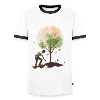 Plant for the Planet - Männer Kontrast-T-Shirt - Weiß/Schwarz - Vorne - AI Model Female 172 light (172cm) & AI Model Male 178 dark (178cm)