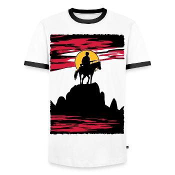 Абрек Зелимхан - T-shirt contrasté Homme - blanc/noir - Devant - AI Model Female 172 light (172cm) & AI Model Male 178 dark (178cm)