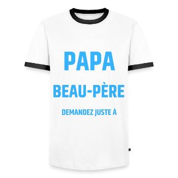 J'ai deux titres Papa et Beau-Père Personnalisé - T-shirt contrasté Homme - blanc/noir - Devant - AI Model Female 172 light (172cm) & AI Model Male 178 dark (178cm)