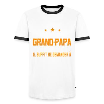 Officiellement Grand-Papa Cadeau Personnalisé - T-shirt contrasté Homme - blanc/noir - Devant - AI Model Female 172 light (172cm) & AI Model Male 178 dark (178cm)