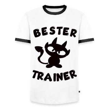 cooles bester Trainer Design - Männer Kontrast-T-Shirt - Weiß/Schwarz - Vorne - AI Model Female 172 light (172cm) & AI Model Male 178 dark (178cm)