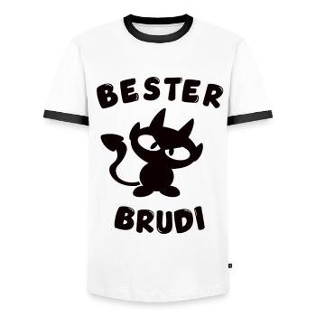 cooles bester Bruder Design - Männer Kontrast-T-Shirt - Weiß/Schwarz - Vorne - AI Model Female 172 light (172cm) & AI Model Male 178 dark (178cm)