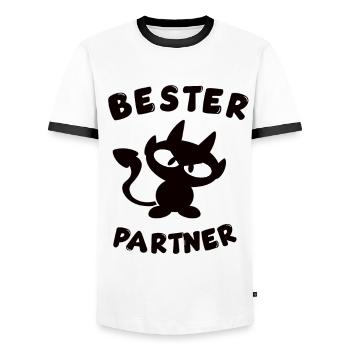 Cool meilleur design de partenaire - T-shirt contrasté Homme - blanc/noir - Devant - AI Model Female 172 light (172cm) & AI Model Male 178 dark (178cm)