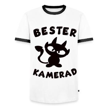 Cool Best Mate Design - Men's Ringer Shirt - white/black - Front - AI Model Female 172 light (172cm) & AI Model Male 178 dark (178cm)
