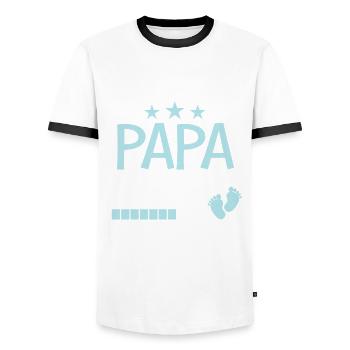 Befördert Papa 2025 Geschenk für neuer vater - Männer Kontrast-T-Shirt - Weiß/Schwarz - Vorne - AI Model Female 172 light (172cm) & AI Model Male 178 dark (178cm)