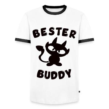 cooles bester Buddy Design mit Teufelchen - Männer Kontrast-T-Shirt - Weiß/Schwarz - Vorne - AI Model Female 172 light (172cm) & AI Model Male 178 dark (178cm)