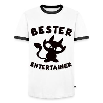 cooles bester Entertainer Design mit Teufelchen - Männer Kontrast-T-Shirt - Weiß/Schwarz - Vorne - AI Model Female 172 light (172cm) & AI Model Male 178 dark (178cm)