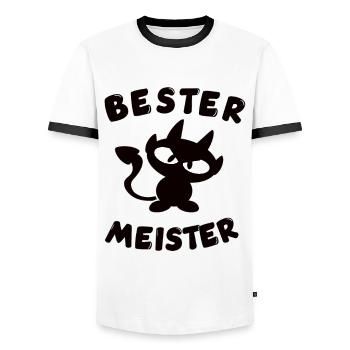 cooles bester Meister und Teufel Design - Männer Kontrast-T-Shirt - Weiß/Schwarz - Vorne - AI Model Female 172 light (172cm) & AI Model Male 178 dark (178cm)