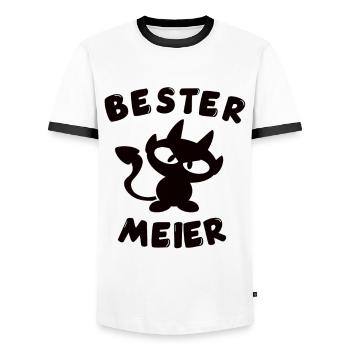 cooles bester Meier und Teufel Design - Männer Kontrast-T-Shirt - Weiß/Schwarz - Vorne - AI Model Female 172 light (172cm) & AI Model Male 178 dark (178cm)