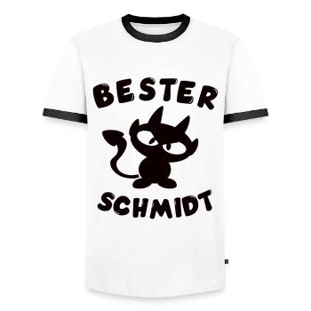 cooles bester Schmidt Design - Männer Kontrast-T-Shirt - Weiß/Schwarz - Vorne - AI Model Female 172 light (172cm) & AI Model Male 178 dark (178cm)